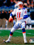 Drew Bledsoe New England Patriots Signed Autographed White Jersey 16x20 Photo