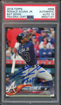 2018 Topps #698 Ronald Acuna Jr. RC Rookie Signed Bat Down PSA/DNA Auto 10