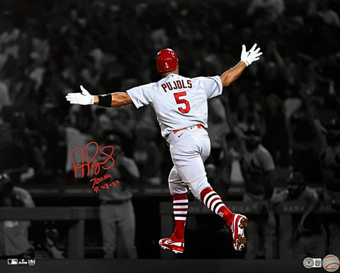 Albert Pujols Cardinals Signed 700th Home Run Inscription Spotlight 16x20 BAS