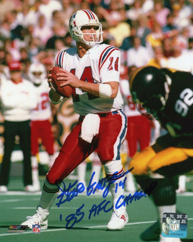 Steve Grogan New England Patriots Signed 8x10 Photo 85 AFC Champ Pats Alumni COA