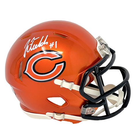 Justin Fields Chicago Bears Signed Riddell Flash Mini Helmet BAS Beckett