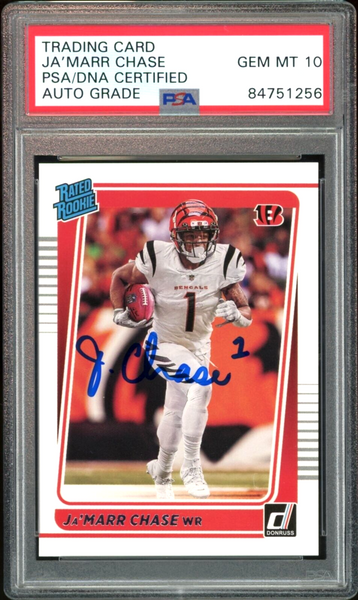 2021 Donruss Rated Rookie #262 Ja'Marr Chase RC On Card PSA/DNA