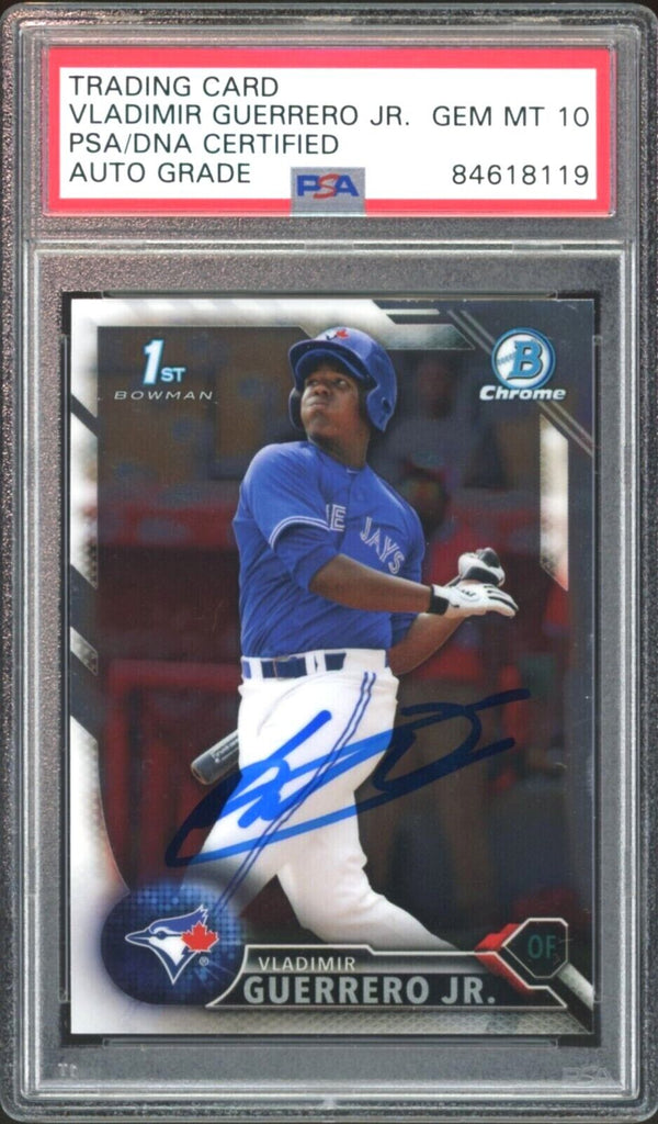 2016 Bowman Chrome #BCP55 Vladimir Guerrero Jr. RC PSA/DNA Auto GEM MINT 10