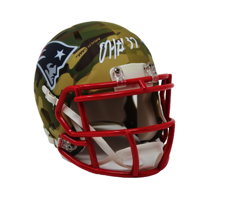 Damien Harris New England Patriots Signed Mini Camo Speed Helmet JSA