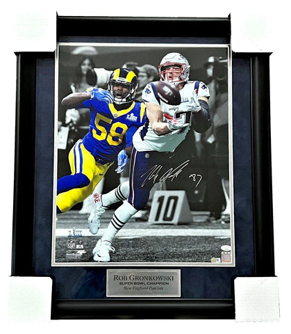 Rob Gronkowski Patriots Signed Super Bowl LIII 16x20 Matted & Framed Photo JSA