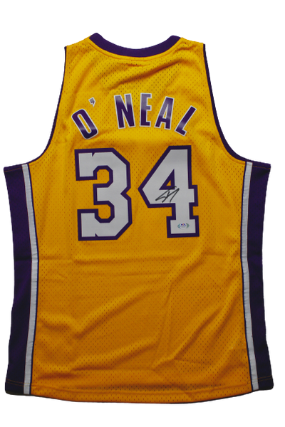 Lakers Shaquille O'Neal Signed Yellow M&N 1999-2000 HWC Swingman