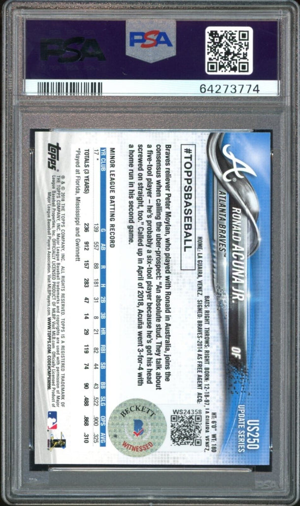 2018 Topps Update US250 Ronald Acuna Jr. Blue Jersey Rookie PSA 10  (6669)(JJ)