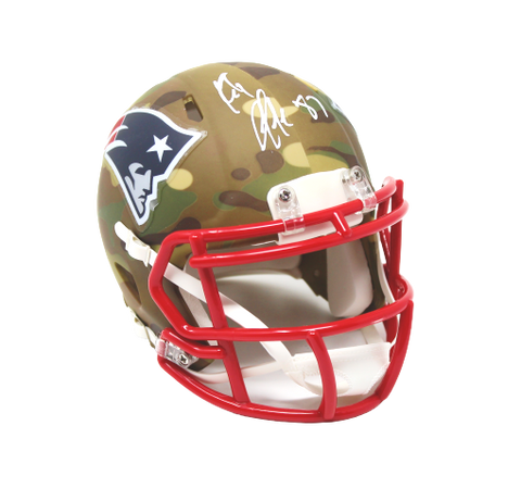 Rob Gronkowski New England Patriots Signed Authentic Camo Mini Helmet JSA