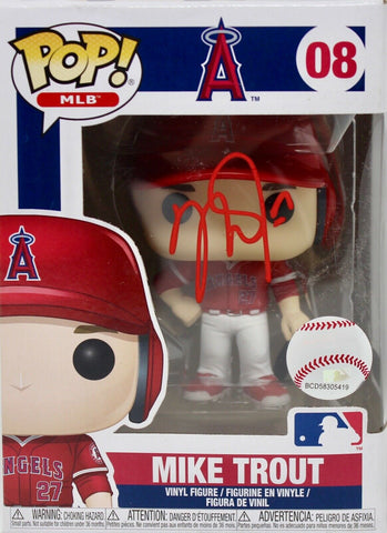 Mike Trout Los Angeles Angels Signed Funko POP #08 Red Jersey MLB Authentic