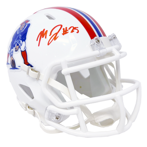 Marcus Jones New England Patriots Signed Riddell Throwback Mini Helmet JSA