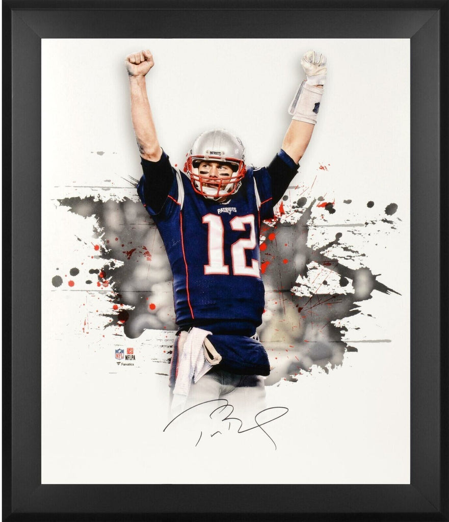 Tom Brady New England Patriots Signed 20x24 Photo Framed In Focus Fanatics  LOA