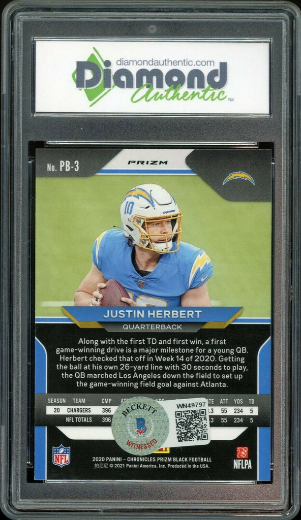 Justin Herbert 2020 Panini Prizm Silver Autographed Auto Rookie RC