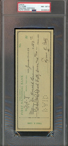 Ty Cobb Signed 1956 Personal Check PSA/DNA Certified Auto Grade NM-MT 8