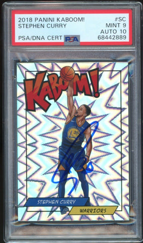 2018 Panini KABOOM! SSP #K-SC Stephen Curry On Card PSA 9/10 Auto MINT Warriors