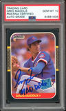 1987 Donruss Rated Rookie Greg Maddux Mad Dog On Card PSA/DNA Auto GEM MINT 10