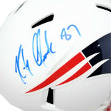 Rob Gronkowski New England Patriots Signed Flat White Speed Replica Helmet JSA
