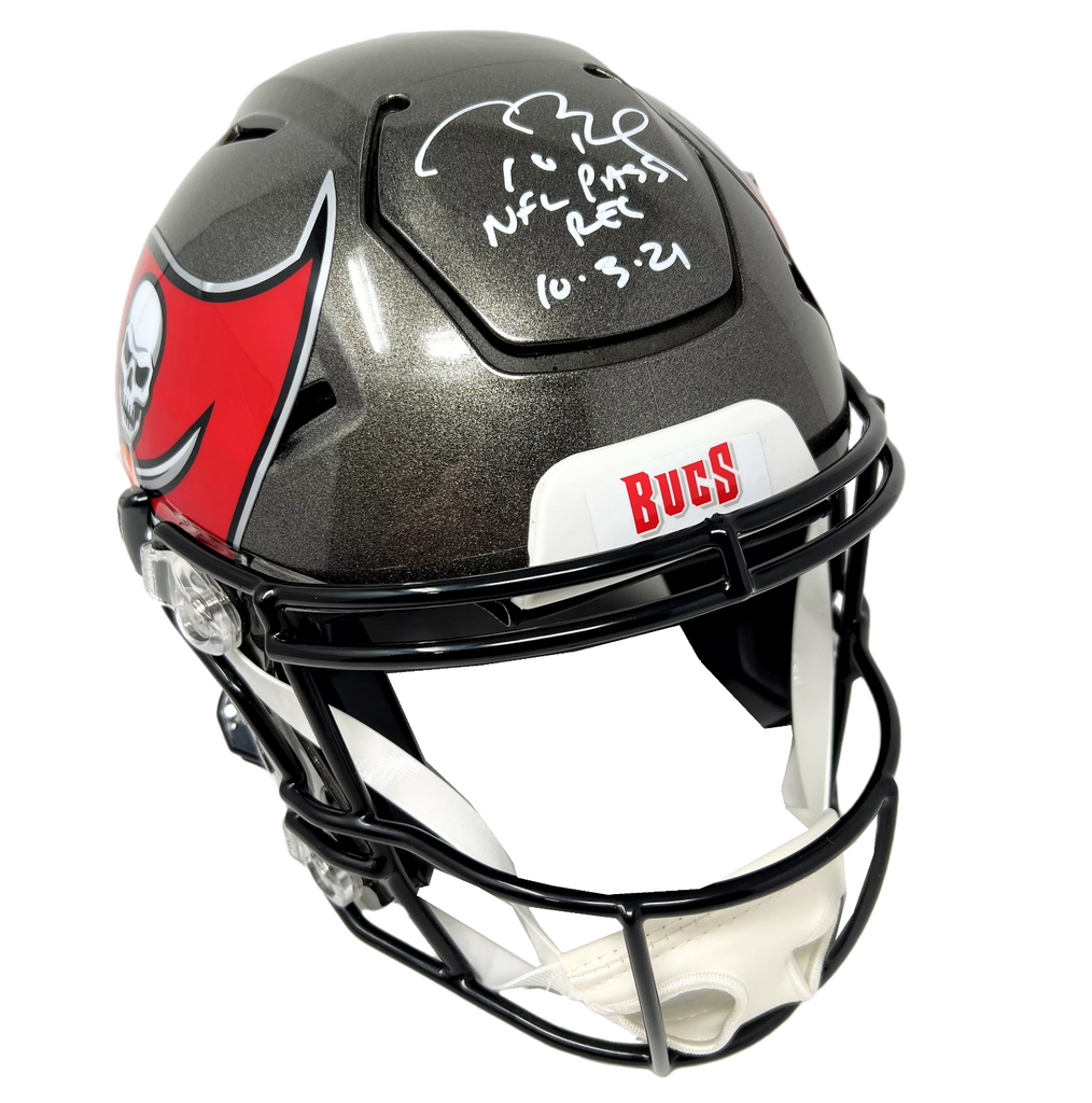 nfl speedflex authentic helmet Tom Brady Buccaneers Signed NFL Pass Record Speed Flex Authentic Helme – Diamond Legends Online