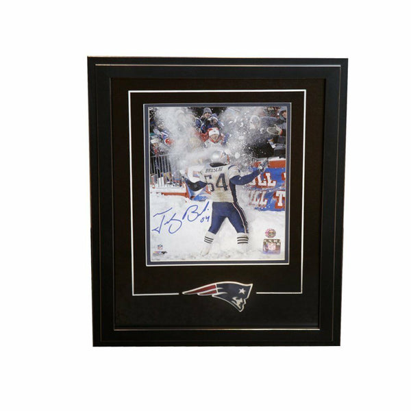 Tedy Bruschi Autographed New England Patriots (Snow) Deluxe Framed 8x1 –  Palm Beach Autographs LLC