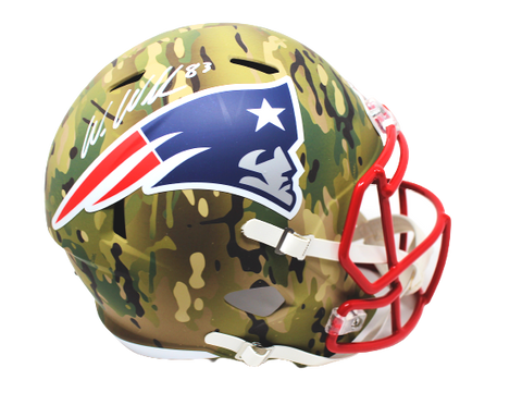 Wes Welker New England Patriots Signed FS Camo Replica Helmet Pats Alumni COA