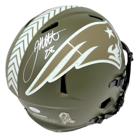 James White New England Patriots Signed Salute to Service Replica Helmet JSA