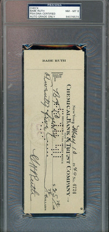 Babe Ruth Signed 1940 Personal Check PSA/DNA Certified Auto Grade NM-MT 8