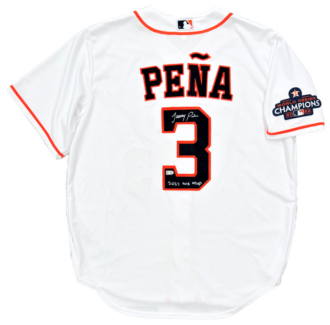 Jeremy Peña Astros Signed 22 WS MVP Inscribed Nike Replica Jersey MLB Pena