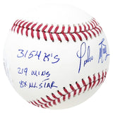 Pedro Martinez Red Sox Signed Career Stats Inscribed Official MLB Baseball JSA