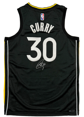 Stephen Curry Warriors Signed 75th Anniversary Black Select Nike Jersey PSA