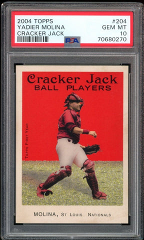 2004 Topps Cracker Jack #204 Yadier Molina RC Rookie Cardinals PSA 10 GEM MINT