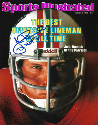 John Hannah New England Patriots Signed Autographed SI Cover 16x20 Photo HOF