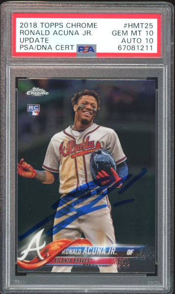 2018 Topps Chrome Update Ronald Acuna Jr RC shops PSA 10 Braves