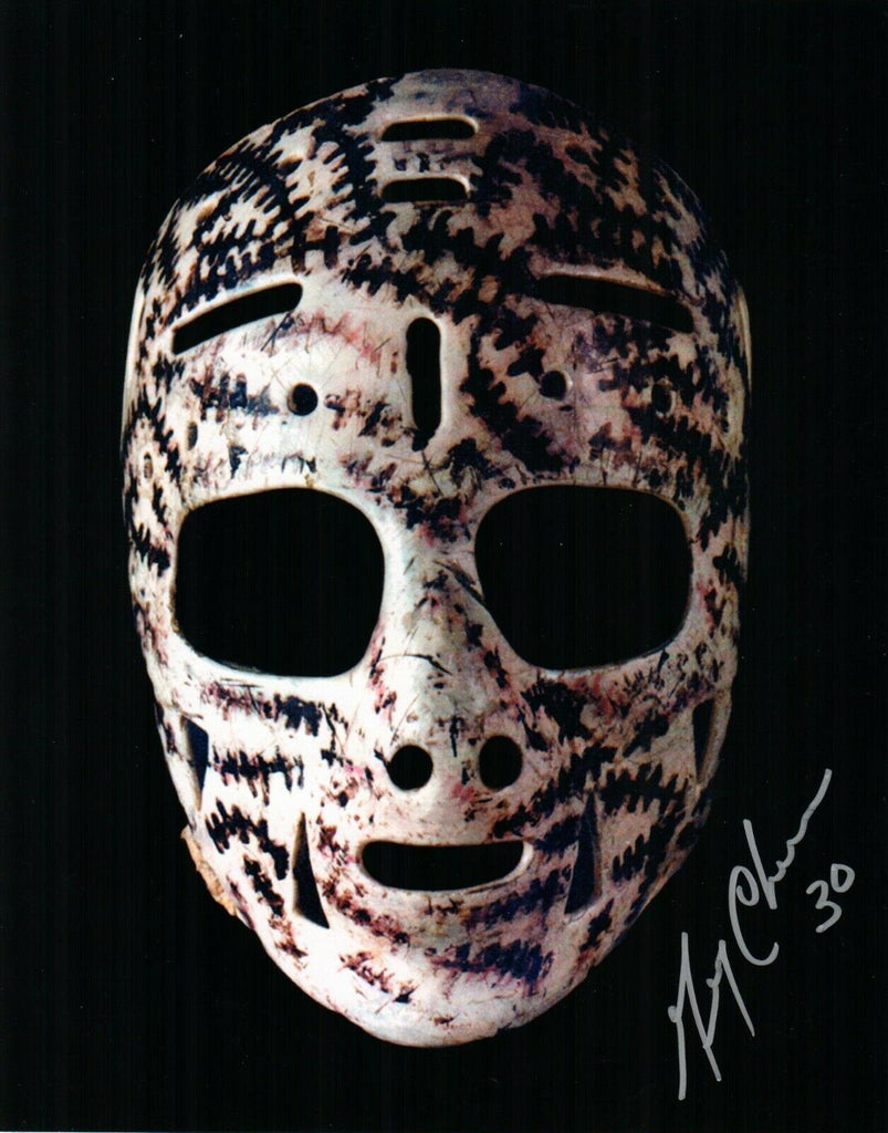 Gerry Cheevers Signed Boston Bruins Goalie Action 16x20 Photo w/The Mask