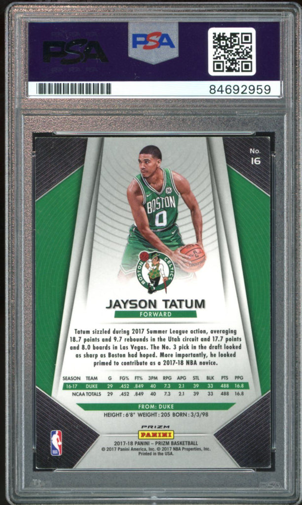 Panini Prizm Silver # Jayson Tatum RC On Card PSA/DNA Auto