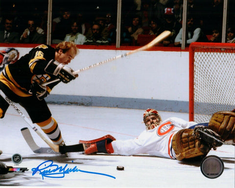 Rick Middleton Boston Bruins Signed 8x10 Photo Shooting vs Canadiens JSA