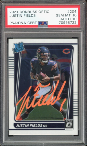 2021 Donruss Optic Rated Rookie Justin Fields RC On Card PSA 10/10 Auto GEM MINT