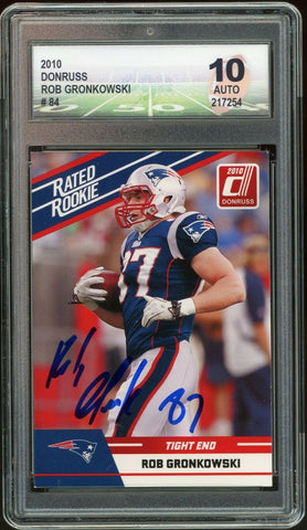 2010 Donruss #84 Rob Gronkowski RC Rookie Patriots JSA Witness DGA 10 Auto