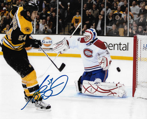 Adam McQuaid Boston Bruins Signed Autographed Shot vs Canadiens 8x10 Photo
