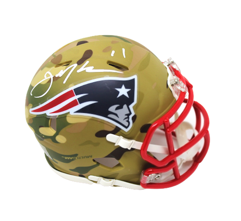 Julian Edelman New England Patriots Signed Riddell Camo Mini Helmet JSA