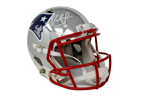Randy Moss New England Patriots Signed Full Size Chrome Speed Helmet JSA