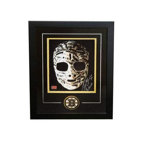 Gerry Cheevers Boston Bruins Signed Autographed Mask 8x10 Photo Framed