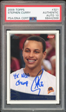 2009 Topps #321 Stephen Curry RC 4x NBA Champ On Card PSA Authentic Auto 10