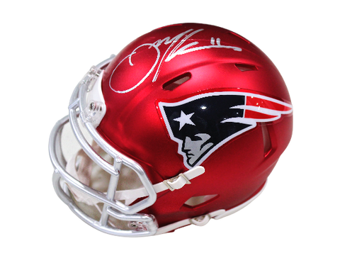 Julian Edelman New England Patriots Signed Riddell Real Blaze Mini Helmet JSA