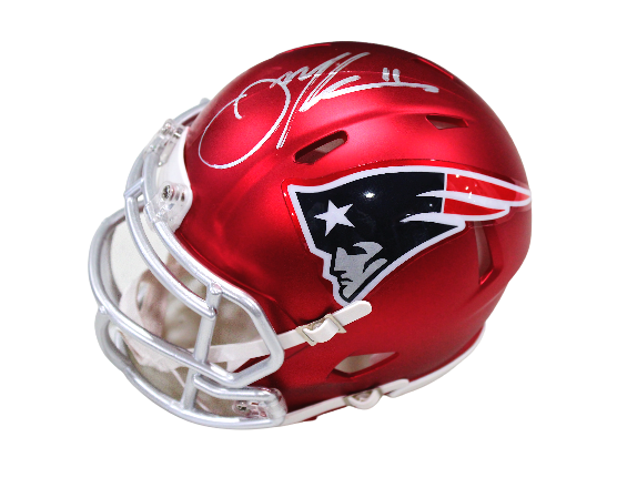 blaze football helmets Julian Edelman New England Patriots Signed Riddell Real Blaze Mini Hel – Diamond Legends Online