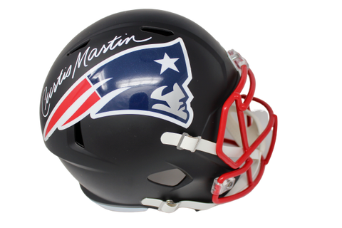 Curtis Martin New England Patriots Signed Full Size Replica Black Helmet JSA