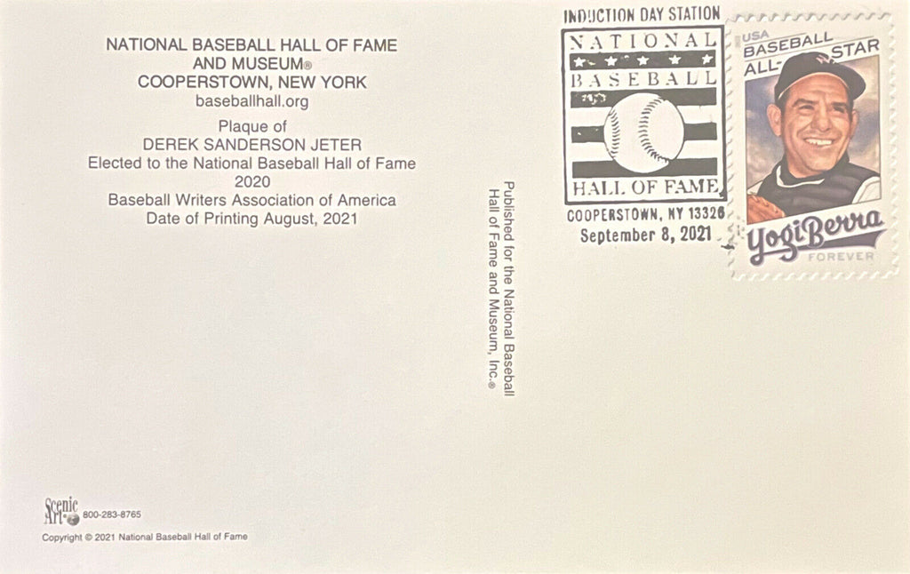 Derek Jeter Baseball Hall of Fame Plaque Postcard