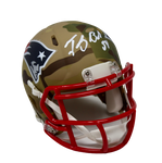 Tedy Bruschi New England Patriots Signed Camo Mini Helmet Pats Alumni