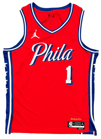 Nike Men's Philadelphia 76ers James Harden #1 Red Dri-Fit Swingman Jersey, Medium