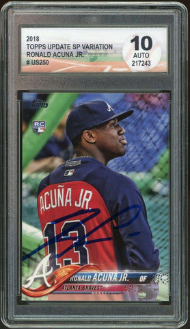 2018 Topps Update SP #US250 Ronald Acuna Jr. Rookie USA SM Authentic DGA 10 Auto