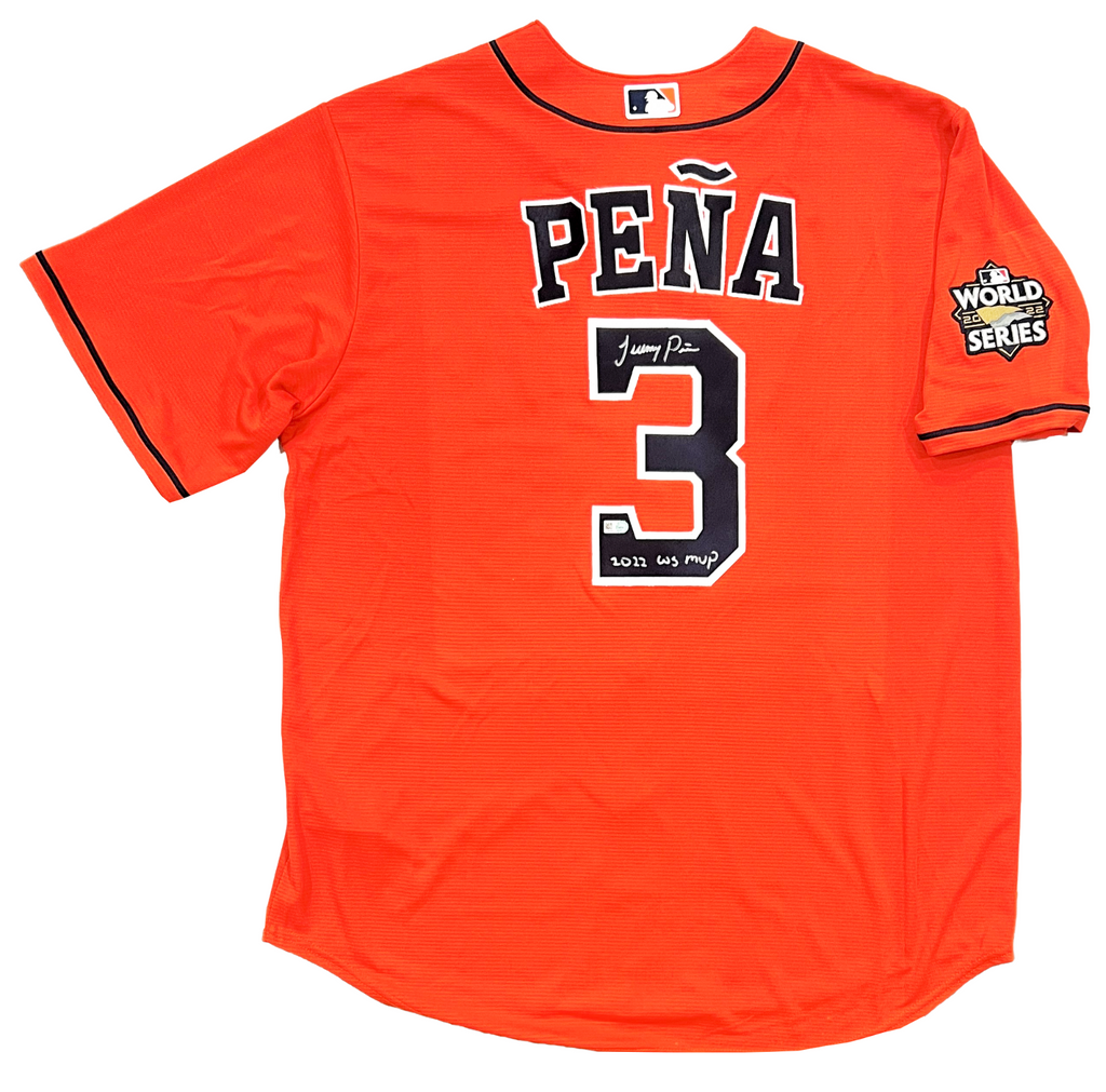 Jeremy Peña Astros Signed 2022 WS MVP Inscribed Orange Nike WS