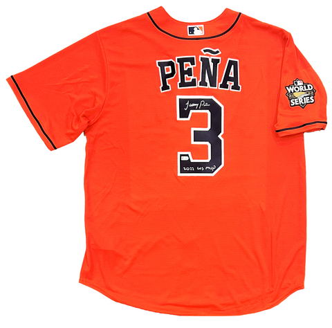 Jeremy Peña Astros Signed 2022 WS MVP Inscribed Orange Nike WS Jersey MLB Pena